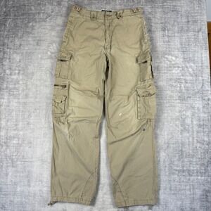 Triple Five Soul Pants Mens 34 Khaki Tan Cargo Multi Pocket Y2K Paratrooper E89